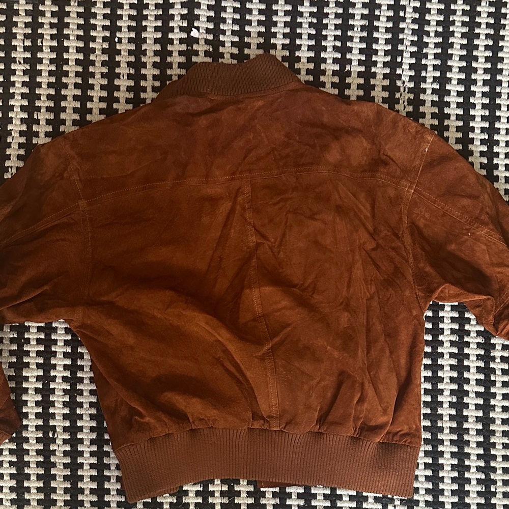 Vintage Brown Suede Bomber Jacket - Picture 6 of 6